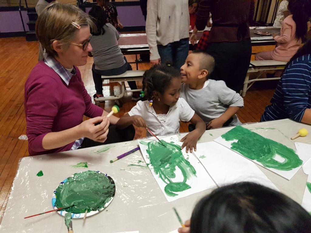 A class of art at the School of Peace in the Bronx. Extraordinary teachers: artists with disabilities of the Sant'Egidio art laboratories