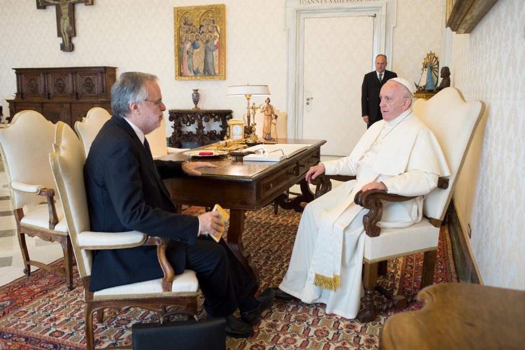 Paus Franciscus ontving Andrea Riccardi in audiëntie